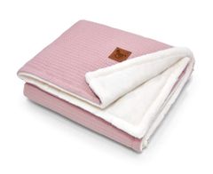 Inny Kétoldalas takaró 75x100 nerc gyapjúból és waffle rózsaszín pasztell színben - KD-PMWL-1-PPINK