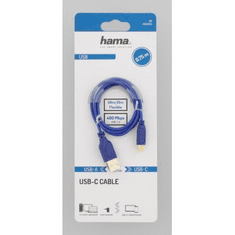 Hama USB-C 2.0 kábel A-C típus 0,75 m, Flexi-Slim, kék