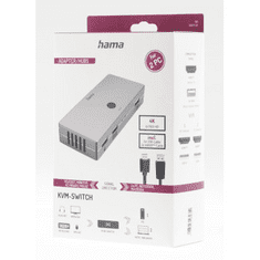 Hama KVM switch 2 PC-ről 1 monitorra, 3xUSB, 1xHDMI, kábelekkel együtt