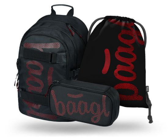 BAAGL 3 SET Skate Red: hátizsák, tolltartó, táska, táska