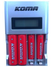 KOMA NB28 - Akkumulátor töltő LCD kijelzővel - 2x AA 2200 mAh, 2x AAA 800 mAh