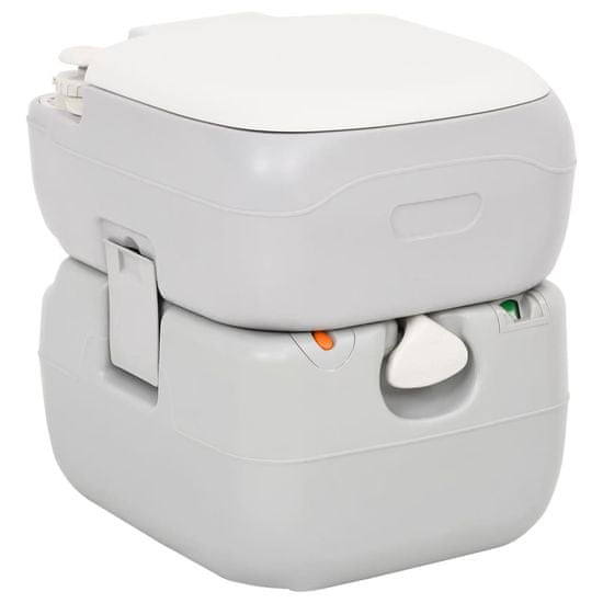 Greatstore szürke-fehér HDPE hordozható kemping WC 22+12 L