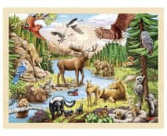 Goki Puzzle Észak-Amerika élővilága 96 darab - fa