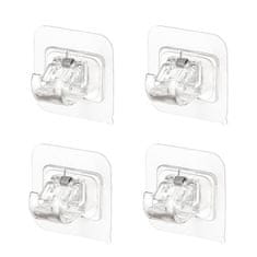 Netscroll 4x öntapadós rúdtartó (4 darab), a rúdakat fogó horog formájú tartó ideális könnyű függönyök, konyhai vagy fürdőszobai szervezéshez, 5 kg-ig terhelhető, RodHooks