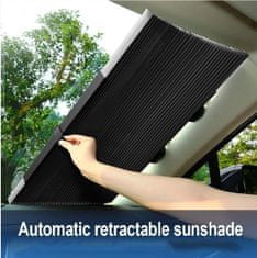JOIRIDE® Autó szélvédő árnyékoló, autós árnyékoló szélvédőre, autós napellenző 150x60 cm-es, alumínium ötvözetű rolós árnyékoló | GLADESHADE
