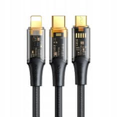 Mcdodo Mcdodo Micro USB, Lightning, Usb-C 3in1 6A 100W kábel CA-3330