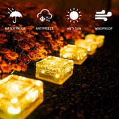 Netscroll 2x napelemes LED lámpa kocka formájában, napelemes lámpák kertbe, ösvényre vagy teraszra, elegáns kerti világítás, napenergiával működő kerti lámpák, fényérzékelő, 8 óra fény, IceCubeLights