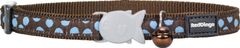RED DINGO Nylon nyakörv macskának barna, kék pöttyökkel