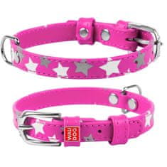 WAUDOG Lapos bőrnyakörv rózsaszín izzó csillagokkal 38-49cm, szélesség: 25mm rózsaszín