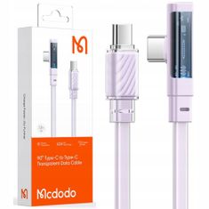 Mcdodo Mcdodo nagy sebességű szög kábel USB-C PD 65W 1.8M lila CA-3454