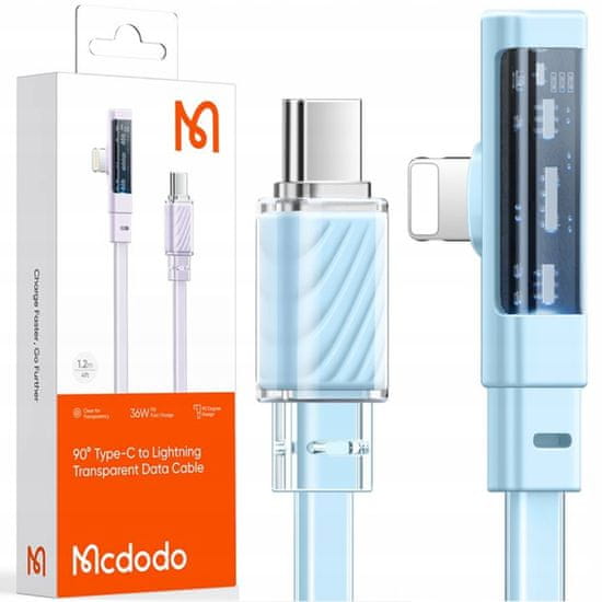 Mcdodo Mcdodo USB-C Lightning nagy sebességű szögkábel 36W 1.2M kék CA-3442