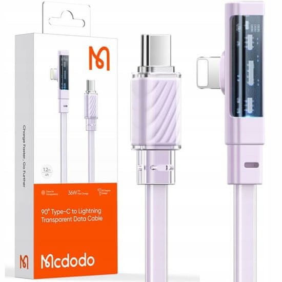 Mcdodo Mcdodo USB-C Lightning nagy sebességű szögkábel 36W 1.2M lila CA-3441