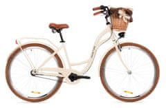 Goetze Városi retro kerékpár GOETZE Colours 28" 3 sebességes tejszínes + EXTRA kosár