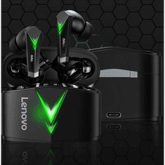 Lenovo Bluetooth sztereó fülhallgató, v5.0, TWS, töltőtok, zajszűrővel, érintés vezérlés, LP6, fekete, gyári (RS106206)