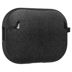 Spigen Bluetooth fülhallgató töltőtok tartó, műanyag tok, textil bevonat, vezeték nélküli töltés támogatás, karabiner, Apple AirPods Pro 2 kompatibilis, Urban Fit, fekete (S69064)