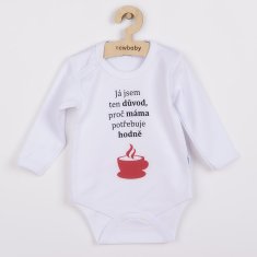 NEW BABY Body with print ...lots of coffee... - 80 (9-12m)