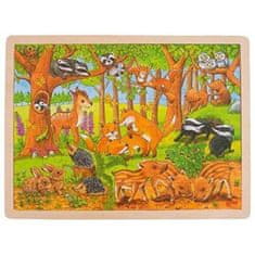 Goki Puzzle Bébi állatok az erdőben 48 darab - fa