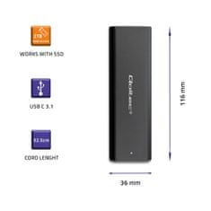 Qoltec ház | meghajtótartó M.2 SATA SSD | NVME | USB C típusú meghajtókhoz