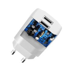 DUDAO Dudao Hálózati töltő 2x USB 5V/2,4A - Fehér
