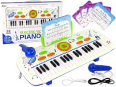 Lean-toys Elektromos zongora billentyűzet gyerekeknek Blue USB MP3 jegyzetek