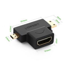 Ugreen Ugreen adapter HDMI-A konnektorról mini HDMI / micro HDMI csatlakozókra - Fekete