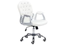 Beliani Fehér műbőr irodai szék kristályokkal PRINCESS