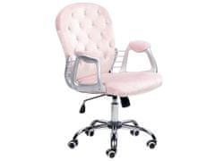 Beliani Rózsaszín bársony irodai szék kristályokkal PRINCESS