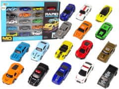 Lean-toys Fém sportkocsik készlet Resorak különböző színek 16 db
