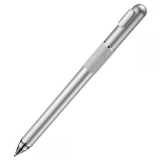 BASEUS Univerzális ceruza 2in1, alumínium, (bármilyen kapacitív kijelzőhöz + toll), Baseus, ezüst, ACPCL-0S (RS85679)