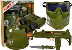 Lean-toys Katonai készlet puska maszk sisak távcső sötétzöld