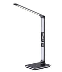 Immax LED asztali lámpa Heron 2/ Qi töltés/ 8,5W/ 504lm/ DC 12V/2,5A/ dimmelhető/ összecsukható kar/ ezüst színű