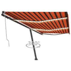 Greatstore narancssárga-barna szélérzékelős és LED-es napellenző 600x350cm