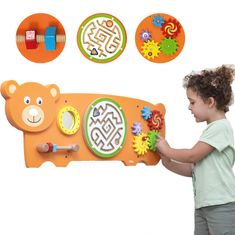 Viga Sensory Montessori Teddy Bear Manipulációs Tábla