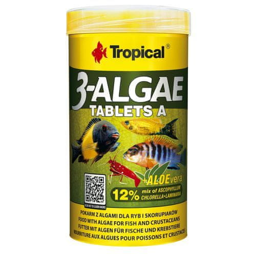 TROPICAL 3-Algae Tablets A 250ml/150g 340db haltáp algával édesvízi és tengeri halaknak