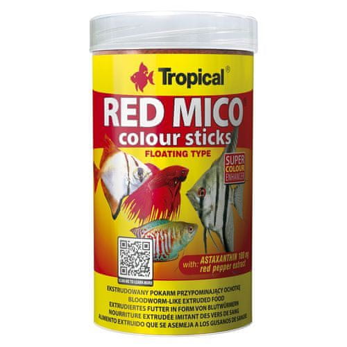 TROPICAL Red Mico Colour Sticks 250ml/80g haltáp húsevő és mindenevő halaknak