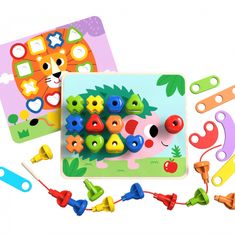Tooky Toy Multifunkcionális tábla színes csavar készlet tanulási formák