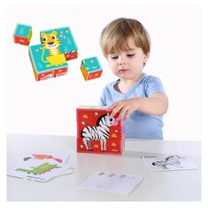 Tooky Toy Montessori kirakós kockák Kockák Kockák kirakós állatok + minták