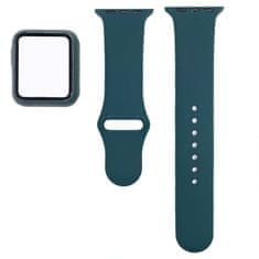 BStrap Silicone szíj tokkal Apple Watch 44mm, dark green