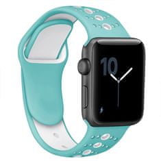 BStrap Silicone Sport szíj Apple Watch 42/44/45mm, Teal White