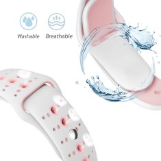 BStrap Silicone Sport szíj Apple Watch 38/40/41mm, White Pink