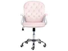 Beliani Rózsaszín bársony irodai szék kristályokkal PRINCESS