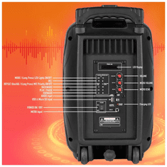 NGS Wild Samba Trolley Bluetooth Hangszóró + Mikrofon 30W BT / USB / TF / AUX, Fekete (126997)