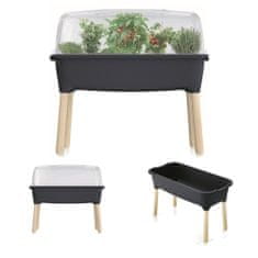 botle Mini üvegházi cserepes ültetőgép antracit 77 x 75,5 cm növényes doboz virágláda tetővel emelt ágyás virágcserép zöldségtermesztés kertészet palánta friss városi kert kert a házban