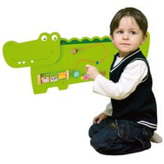 Viga Oktatási érzékszervi manipulációs fatábla Crocodile FSC Montessori tanúsítvány