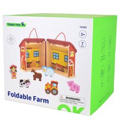 Tooky Toy hordozható pajta gazdával és állatokkal