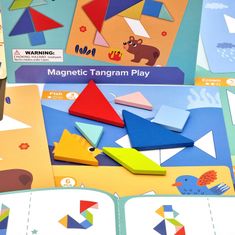 Tooky Toy Puzzle Tangram kirakós puzzle gyerekeknek formák tanulása figurák alakzatok alakzatok 18el.