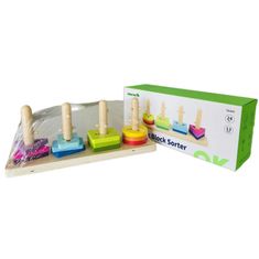 Tooky Toy Shape Sorter Montessori színes blokkokkal