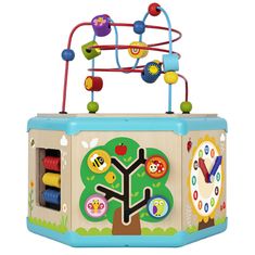Tooky Toy interaktív Montessori fából készült hatszögletű, nyitható doboz