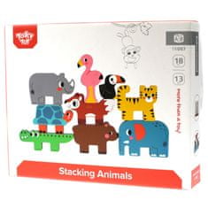 Tooky Toy Montessori fa állatos puzzle blokkok 9 el.