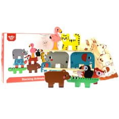 Tooky Toy Montessori fa állatos puzzle blokkok 9 el.